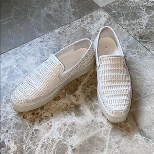 Stafford Woven Leather Platform Slip-On Sneakers